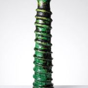 Large Tamegroute candlestick in green glazed terracotta, Morocco, 1960s-1970s.