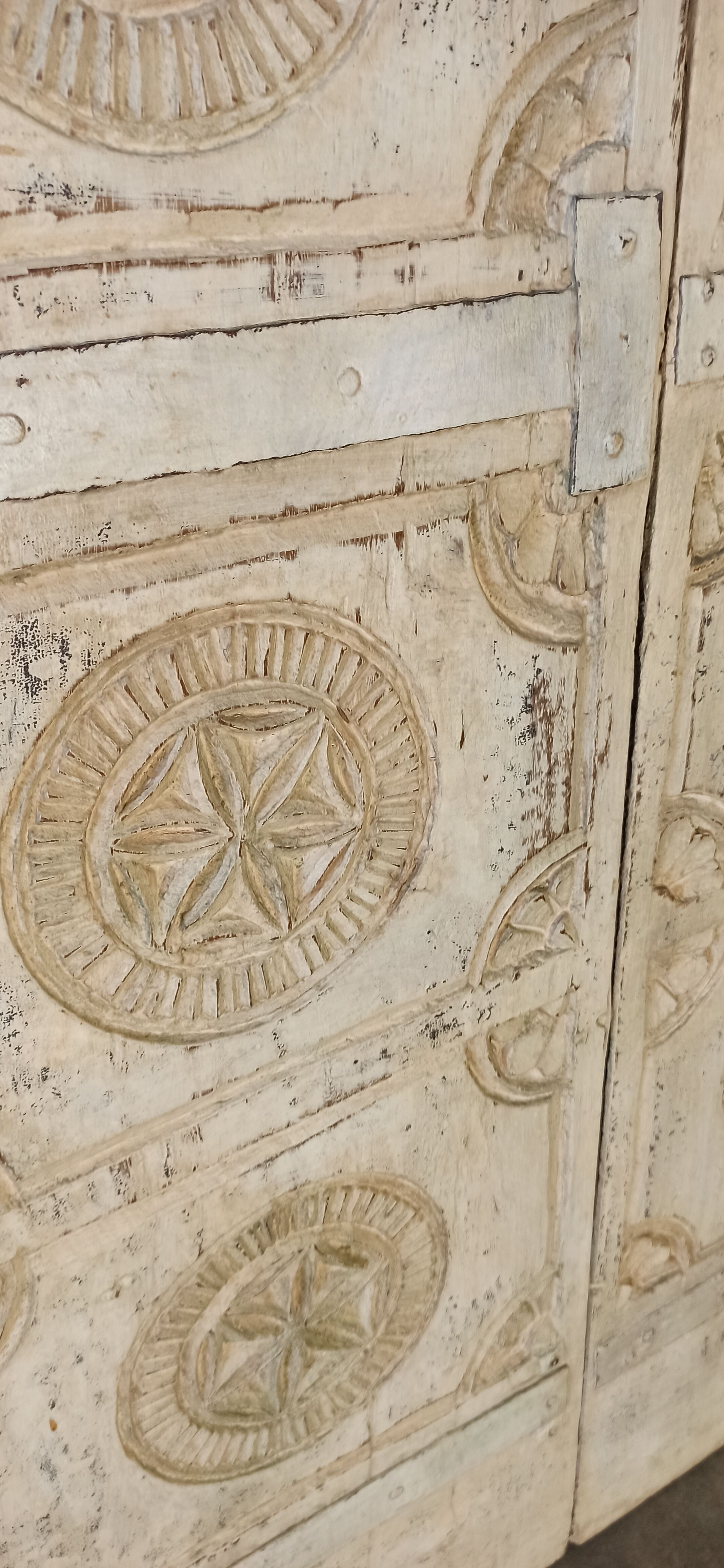 Old white wooden door