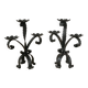 Pair of candelabra candlesticks wrought iron candlesticks handcrafted brutalist decoration
