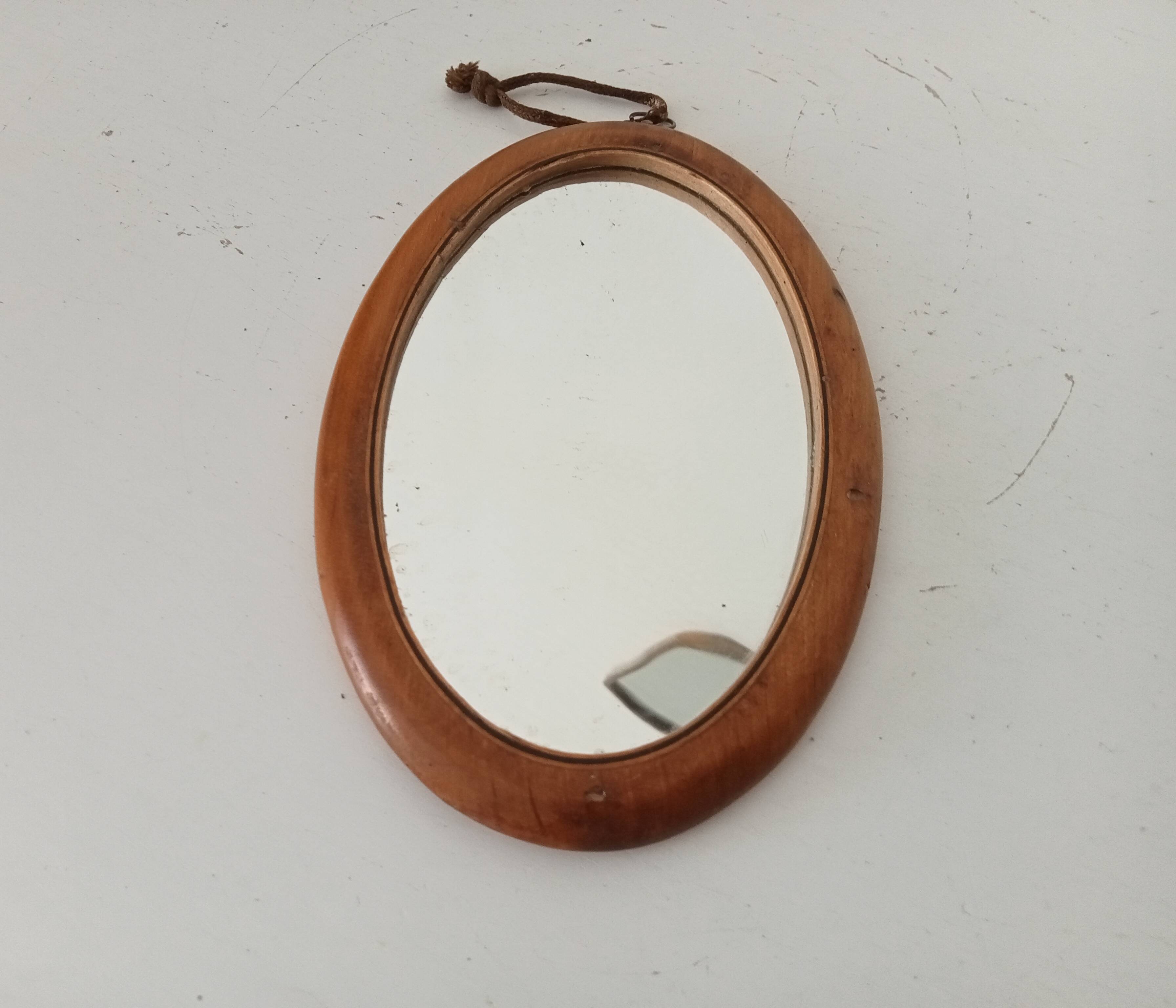 Mini antique walnut mirror from the 19th century.
