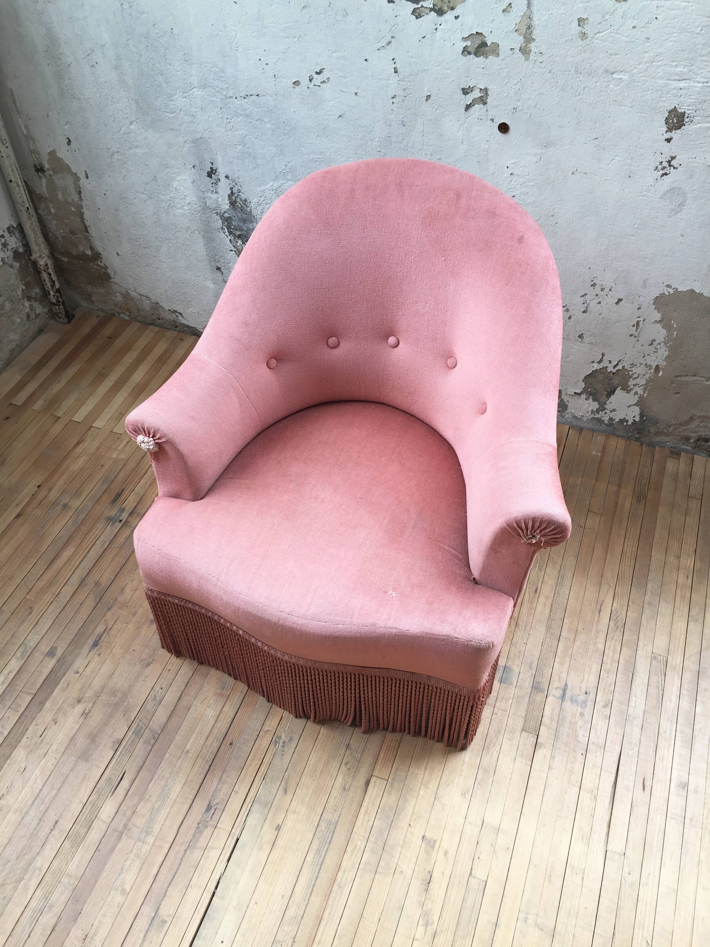 Fauteuil crapaud rose