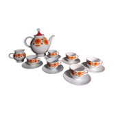 Ensemble à thé Schumann Arzberg allemand en porcelaine serti en orange et jaune
