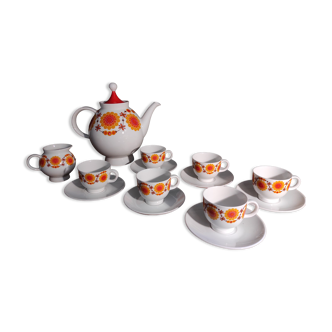 Mid Century Schumann Arzberg German porcelain coffee set in orange and yellow