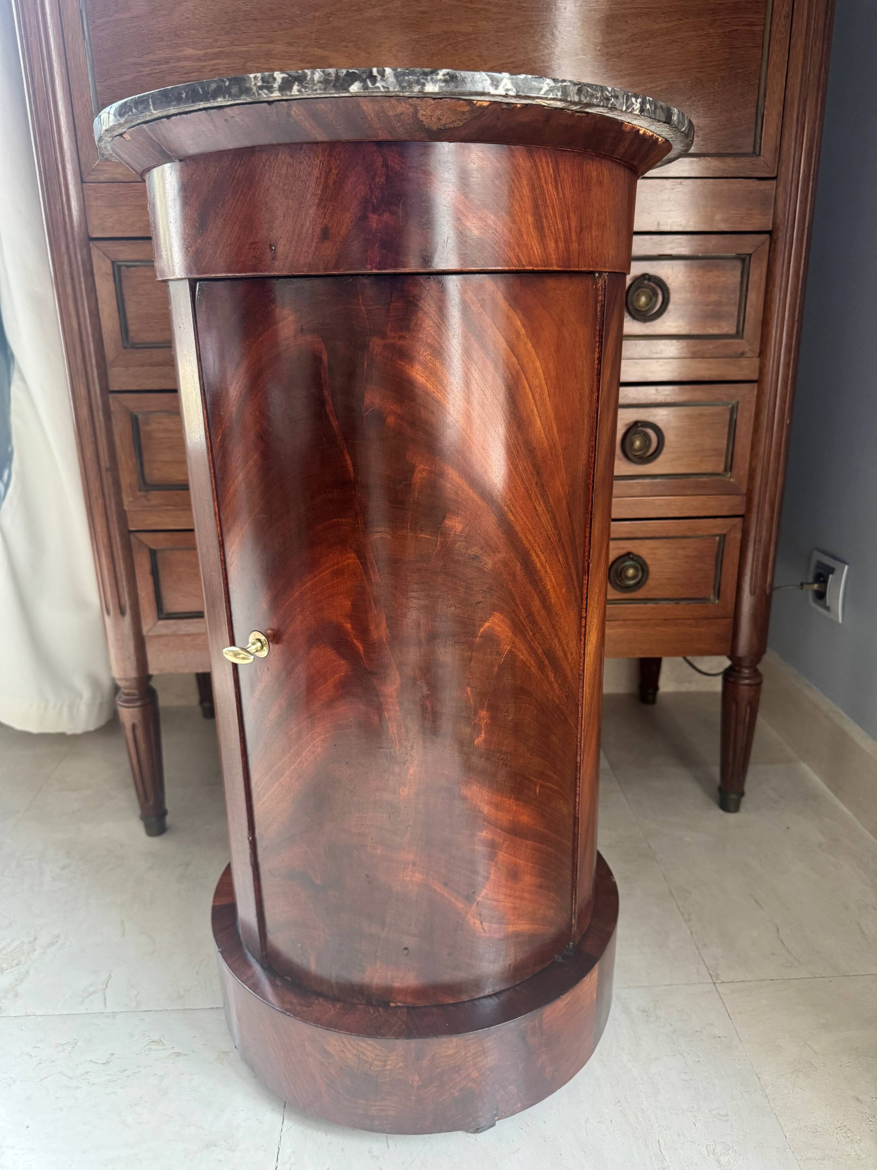 Somno Epoque Empire - Beautiful flamed mahogany - Original grey Sainte-Anne marble