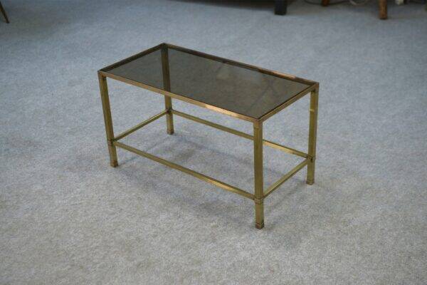 1950s brass and smoked glass coffee table