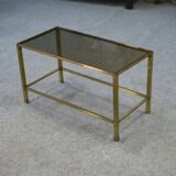 1950s brass and smoked glass coffee table