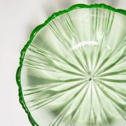 Vintage green decorative plate with flowers from the mid-century, Italy, 1960s.