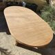 Brutalist round dining table in solid oak by De Puydt – Extendable 120/200