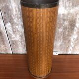 Boiled cardboard umbrella stand + brass strapping + vintage interior tray #a312
