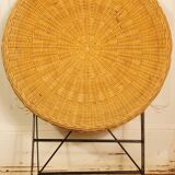 Rattan folding table & metal