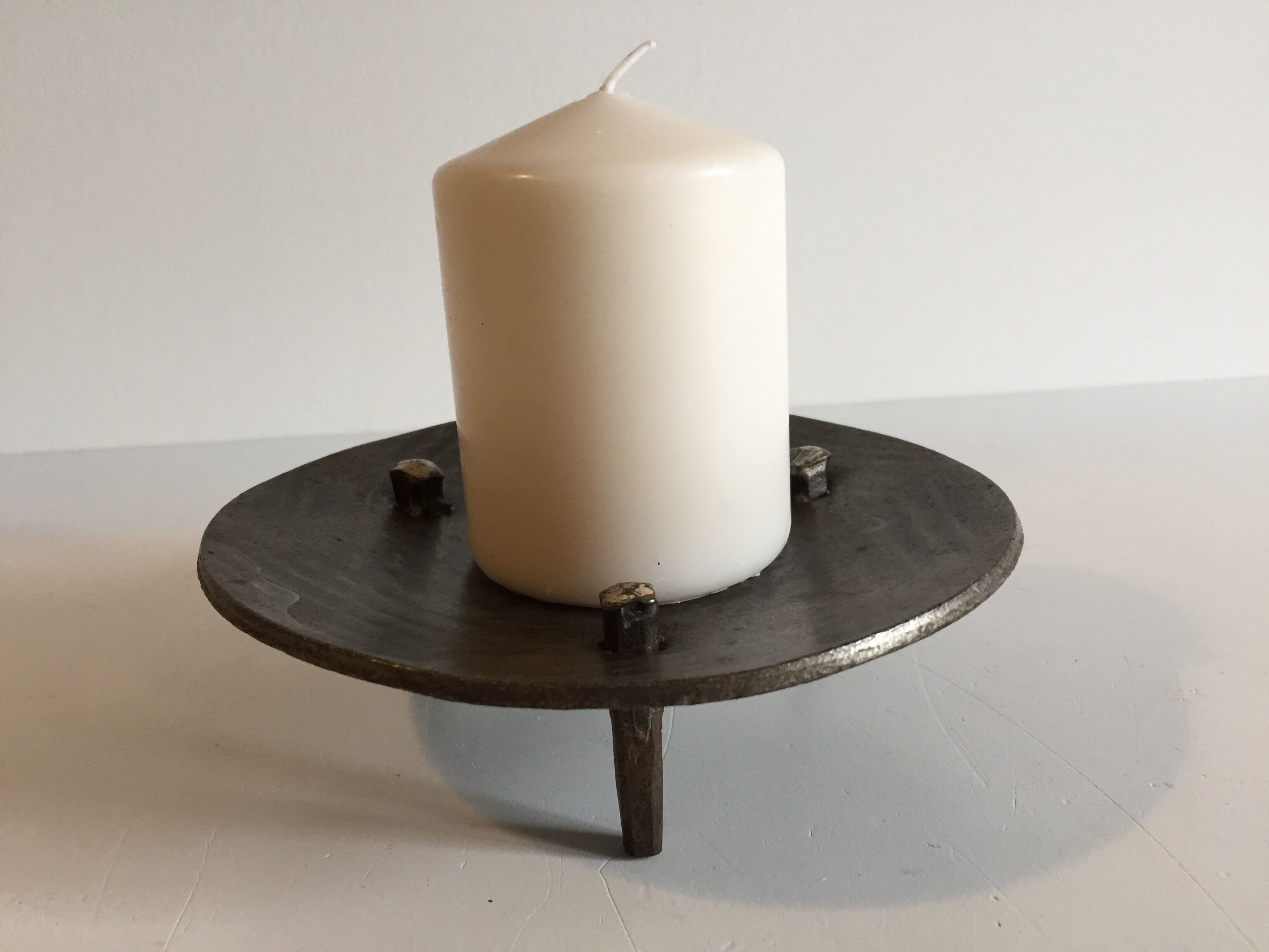 Vintage brutalist steel table bougeoir