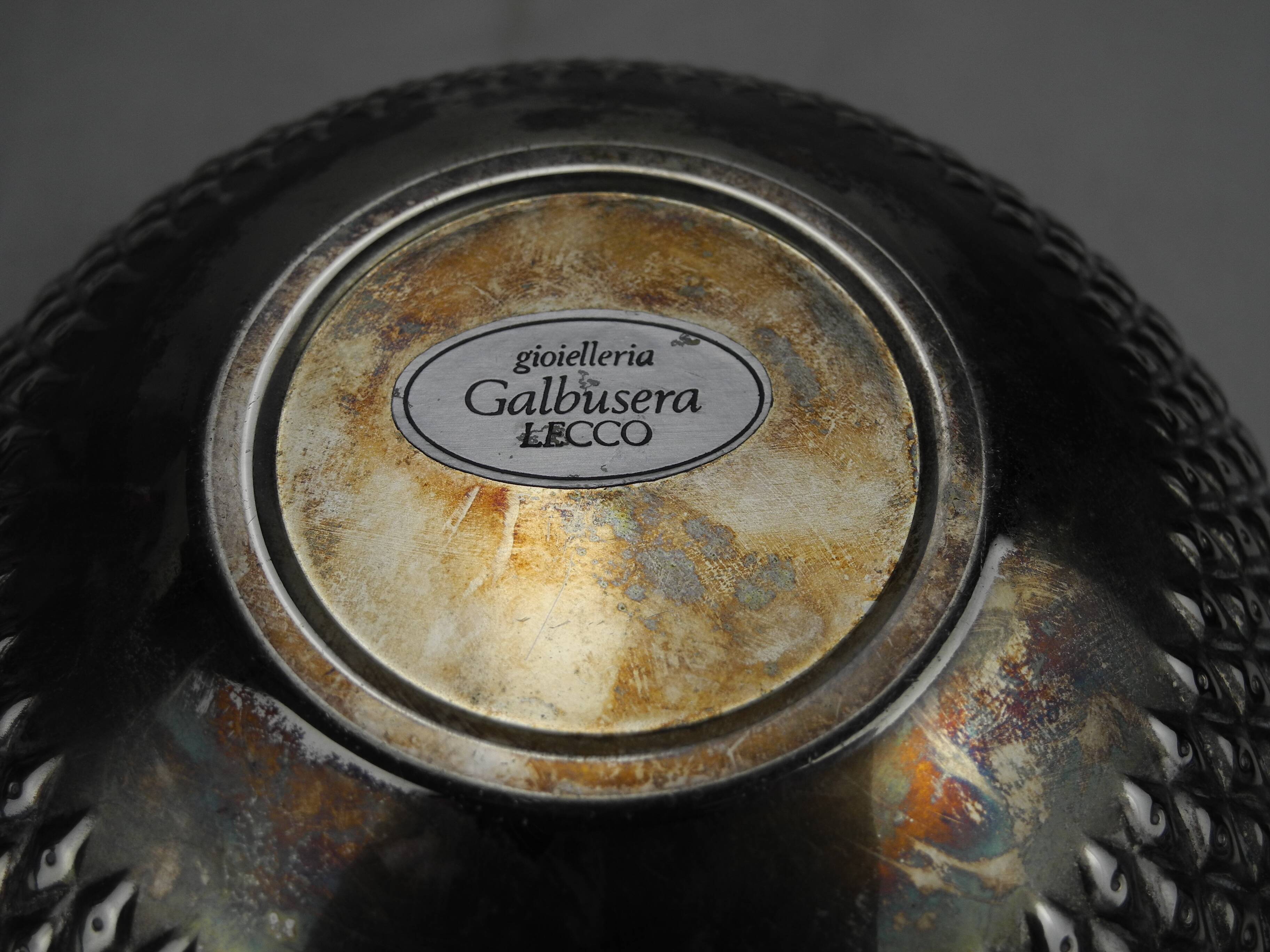 vintage silver-plated metal trinket dish by Olri.