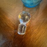 Night carafe in blue tones waffle glass with cabochon early 20th century