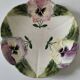 4 barbotine plates with pansies H. Boulenger Choisy-le-Roi