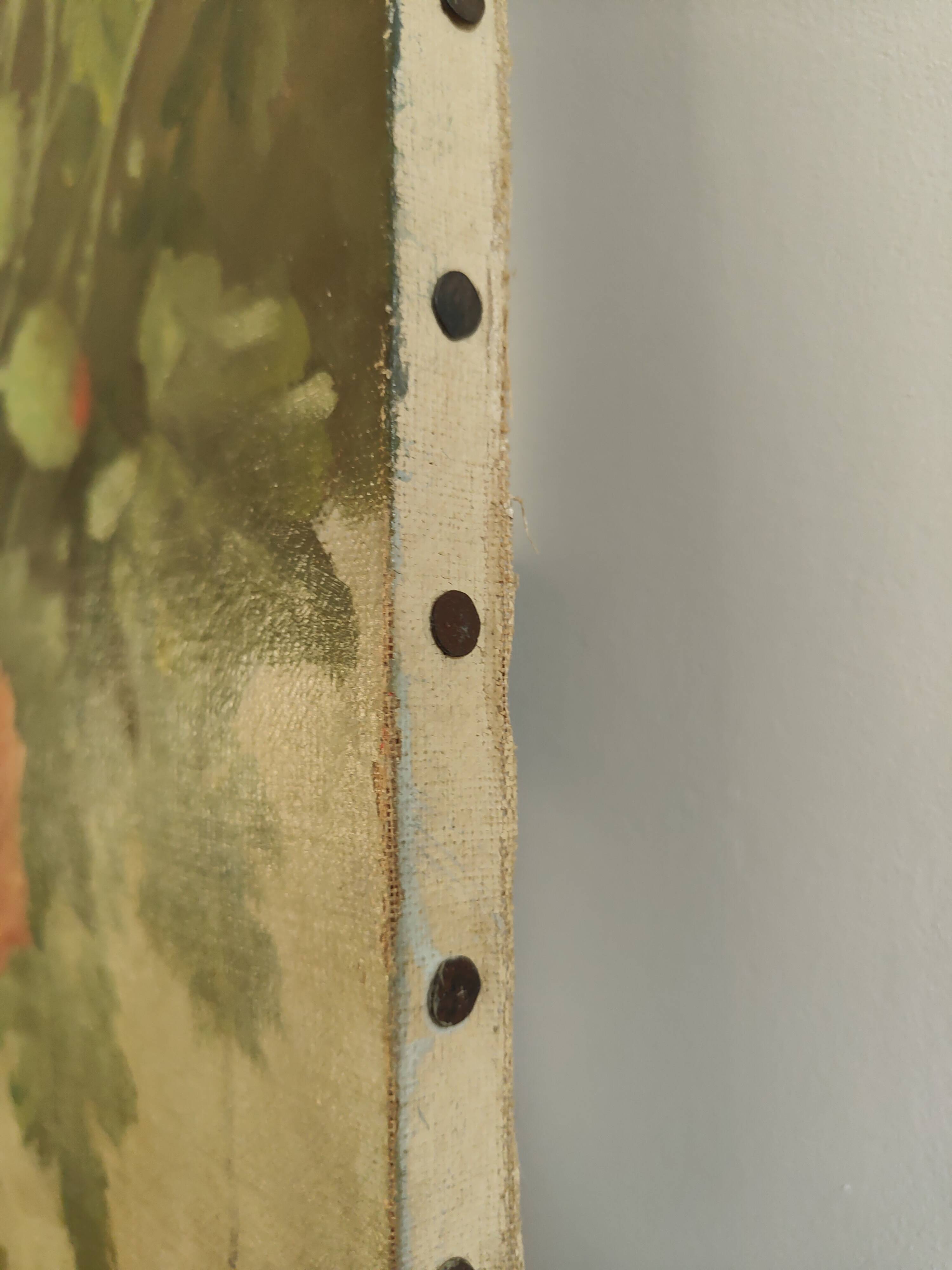 Oil painting on canvas "Country spray with poppies" 1910 signed