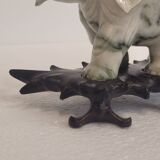 Pair of elephant paperweights, veined marble, 80s - France