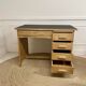 Vintage solid oak, wood and black desk
