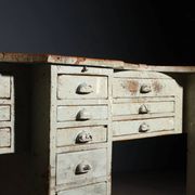 Table industrielle vintage en sapin et orme, Italie XXe siècle
