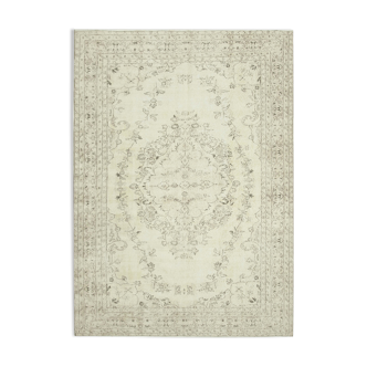 Handwoven anatolian beige carpet 200 cm x 284 cm