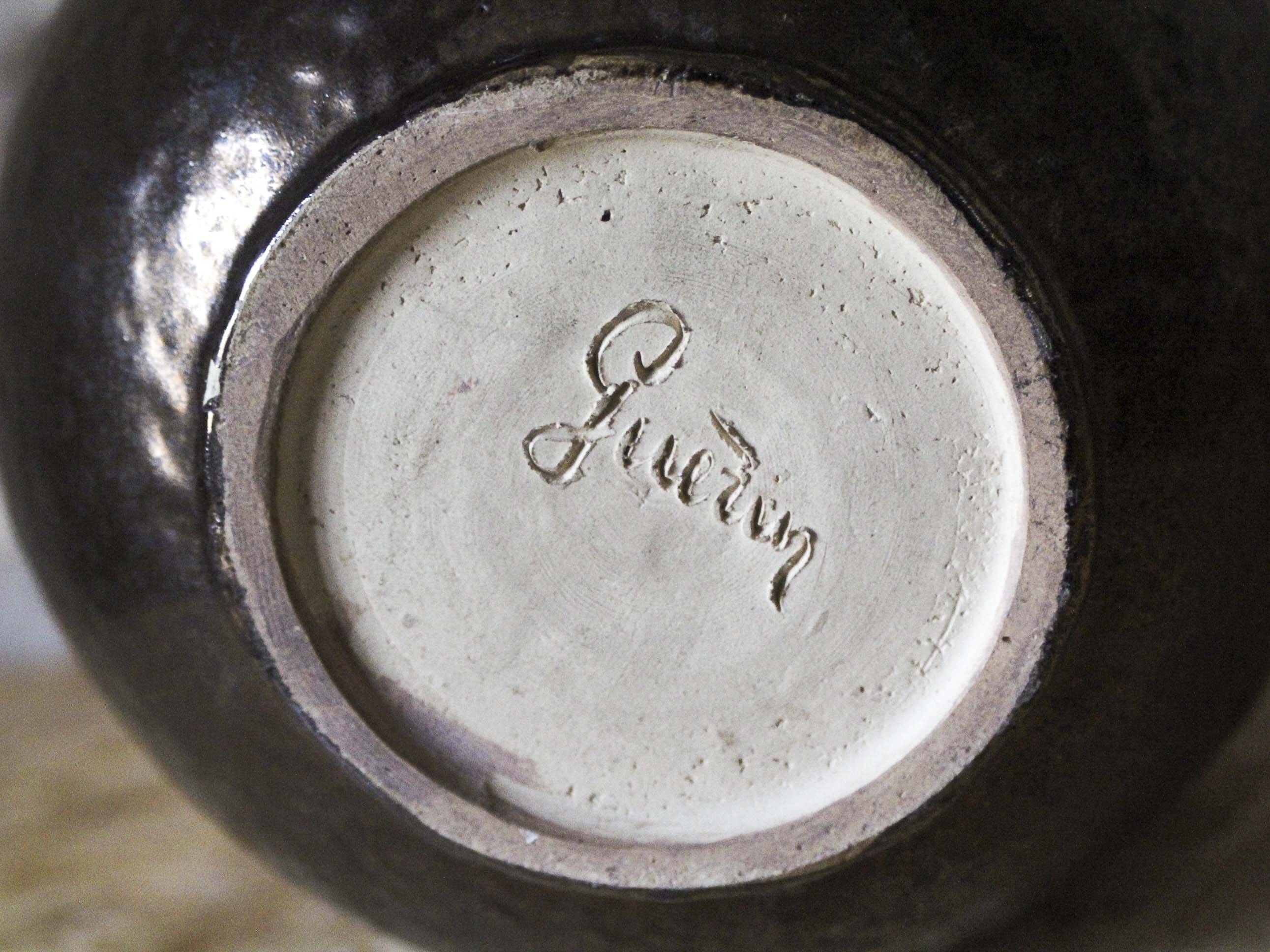 Ceramic ball lamp base signed Guérin