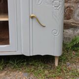 Renovated vintage low sideboard - Unique piece of furniture with floral moldings