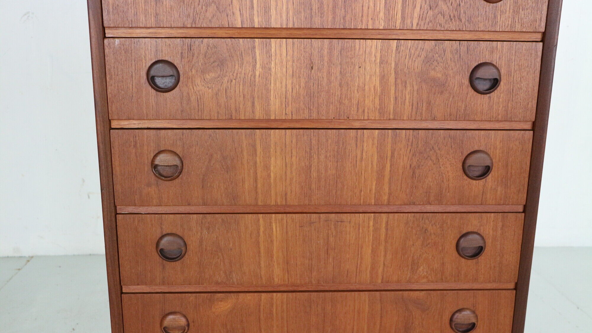 Mid-Century Modern Danish Chest of Six Drawers, Tallboy in Teak, Denmark, 1960s