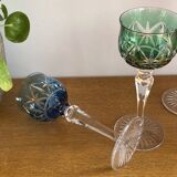 Set of 6 large Rhine wine glasses Roemer in colored crystal