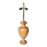 Large vintage lamp base in solid wood and chrome metal