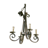 Beautiful old 4-pointed wrought iron chandelier