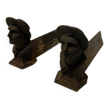 Pair of Heavy Antique Chenets (Fireplace Andirons) – Cast Metal, 10–15