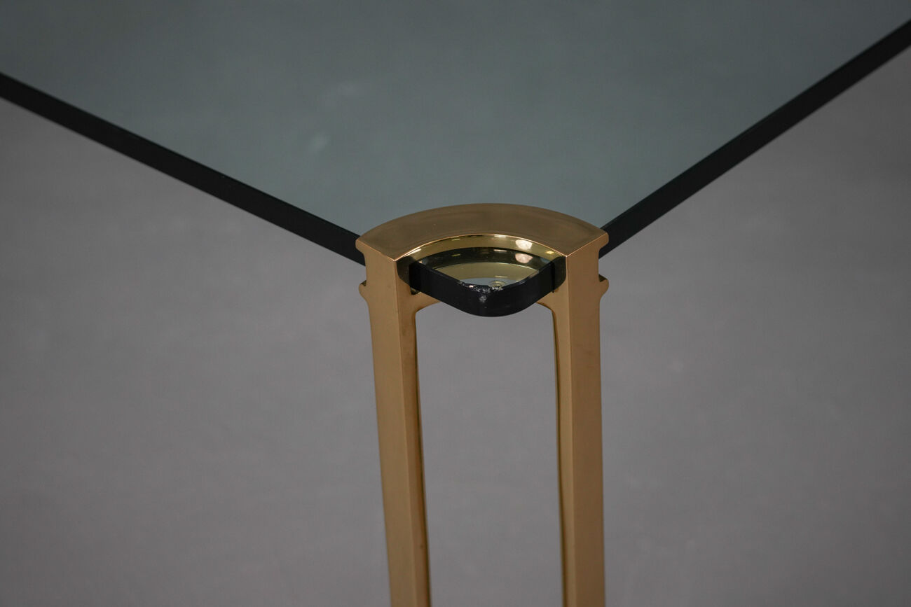 Vintage bronze and glass large coffee table by Peter Ghyczy, Germany 1970s