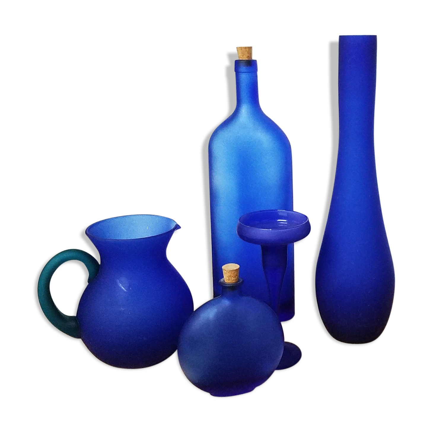 Olive-lot of vases-blue