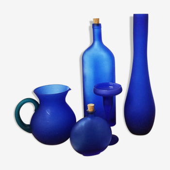 Olive-lot of vases-blue
