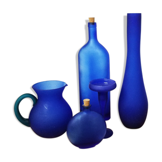 Olive-lot of vases-blue