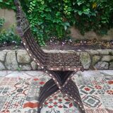 Antique folding oriental chair with mother-of-pearl inlays