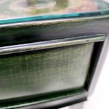 Pair of Dark Green Wooden Nightstands in 1950s Style with a Decorated Top,