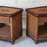 Pair of Wicker Bedside Tables, Vivai Del Sud, design XX Italy