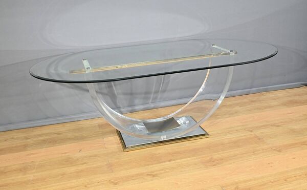 Table en Verre C. Hollis Jones pour Belgo Chrom – 1970