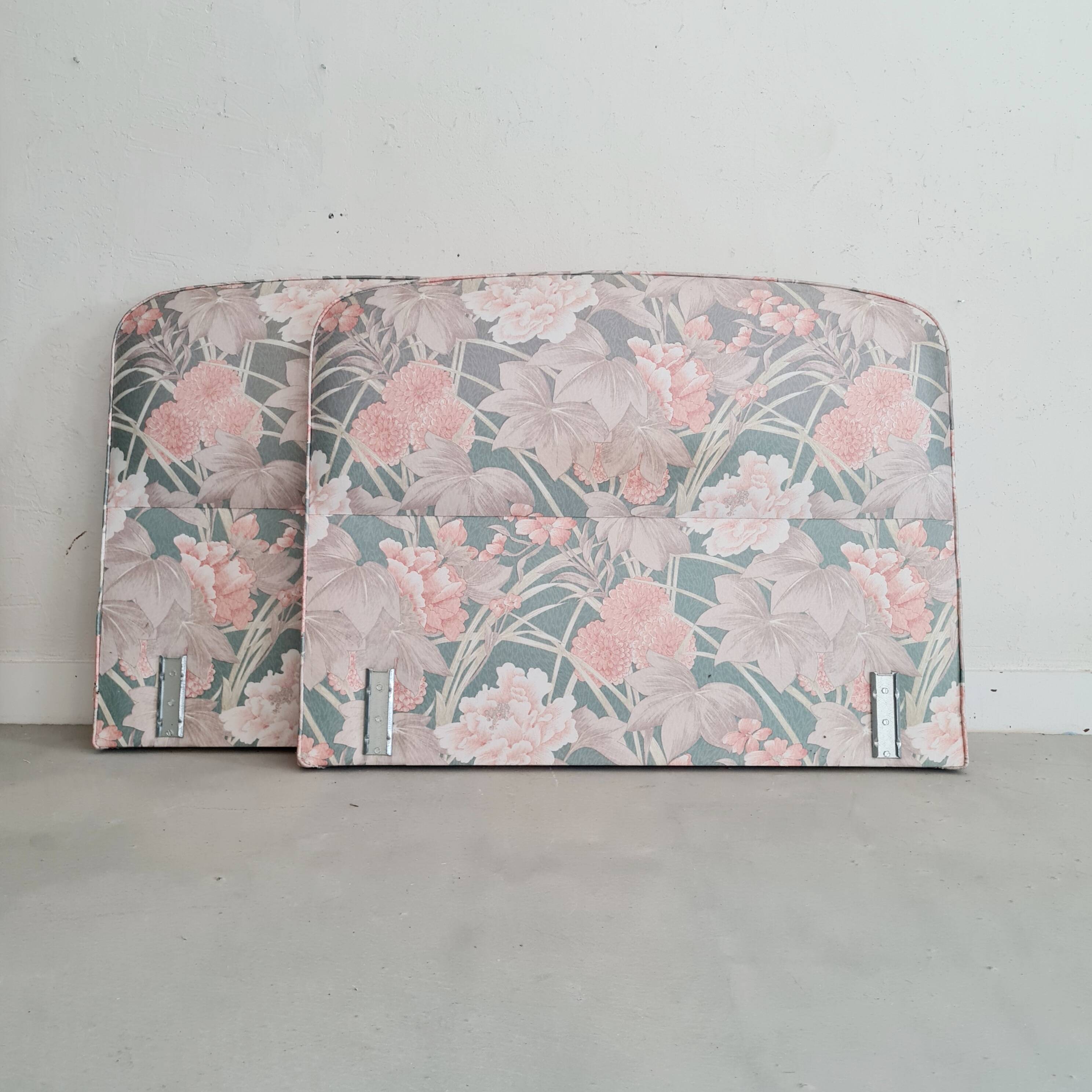 Têtes de lit paire vintage fleuries rose