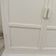 Meuble, buffet peint en beige, plateau en bois brut