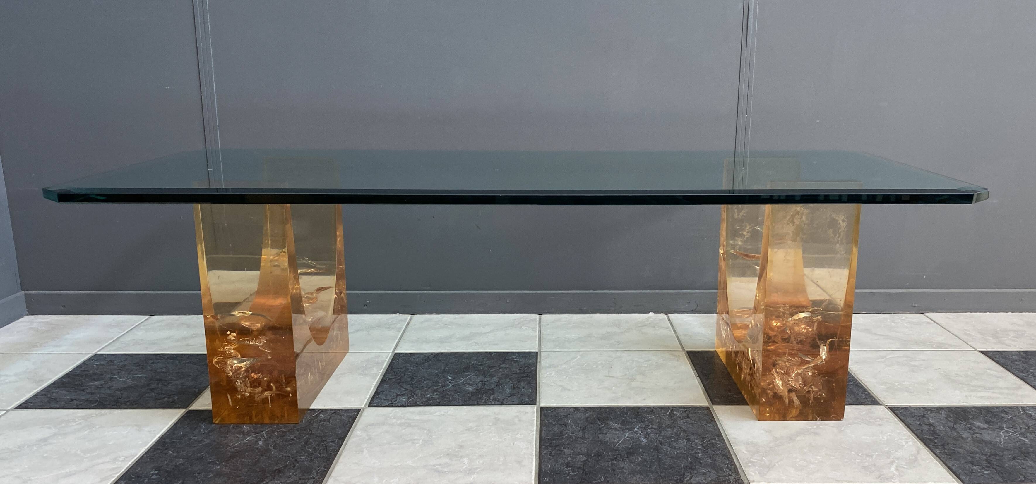 Glass coffee table in the style of marie-claude de fouguieres 1970s