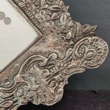 Table mirror vintage engraved glass fan