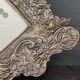 Miroir de table eventail en verre gravé vintage