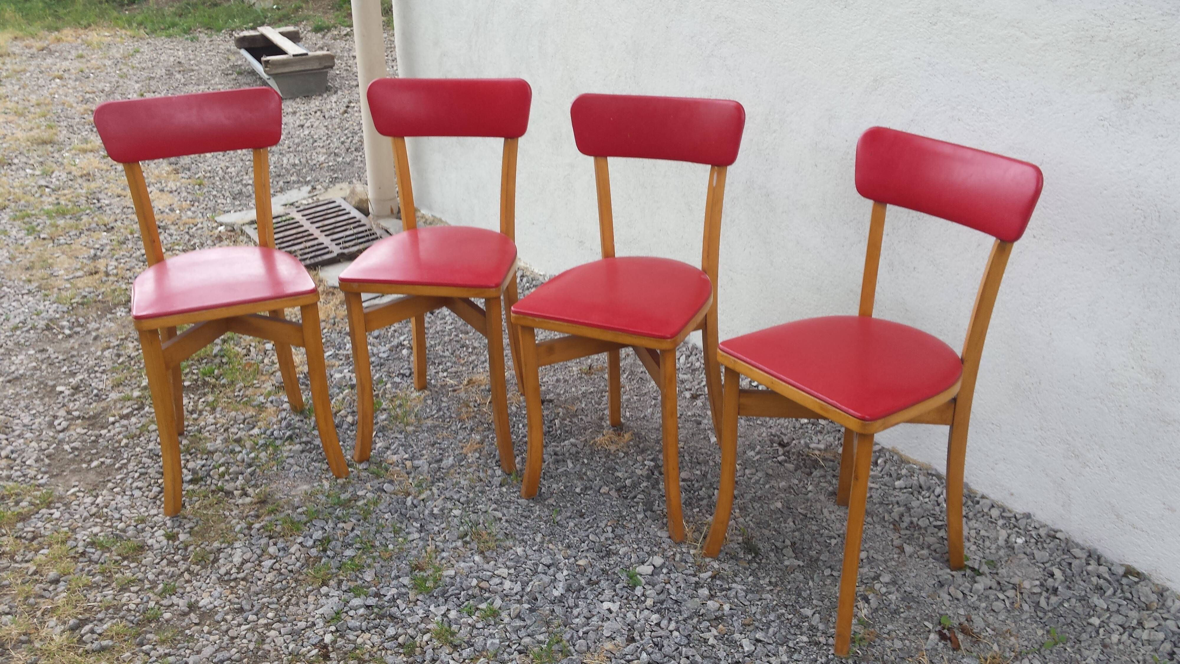Lot of 4 vintage red chairs