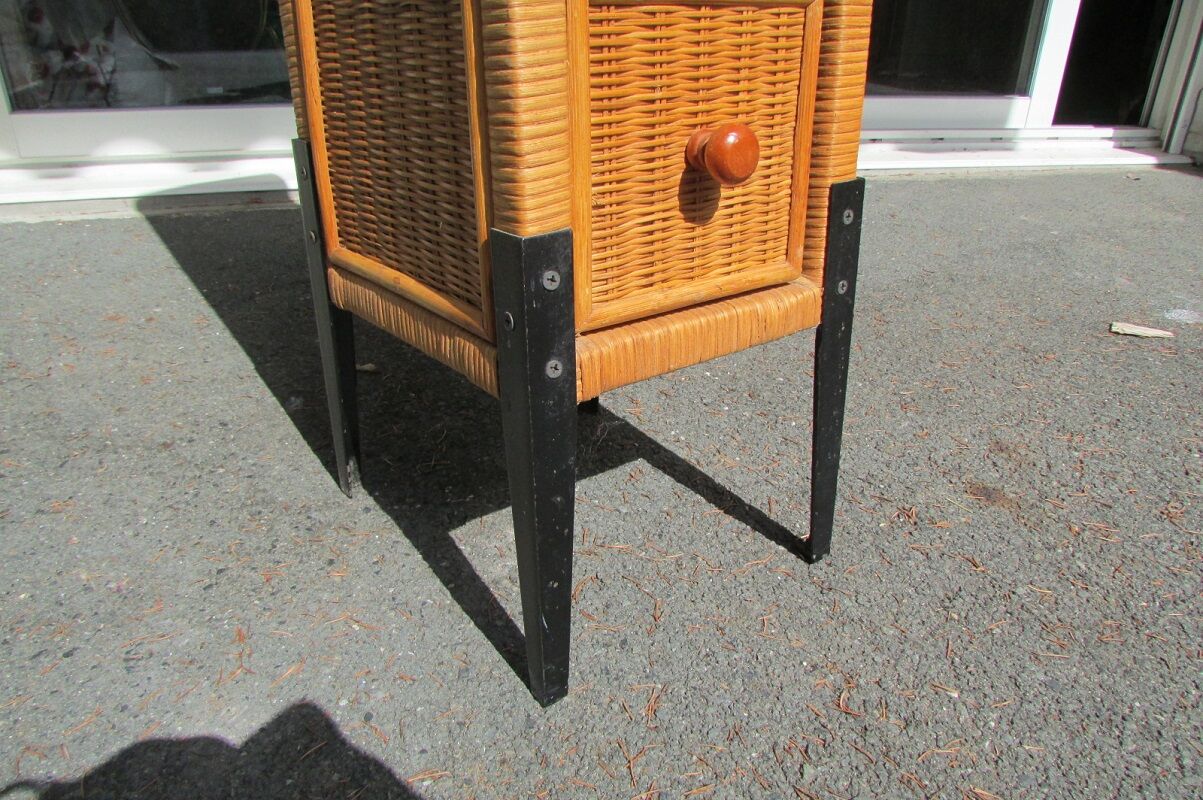 Rattan chiffonnier braided on metal feet