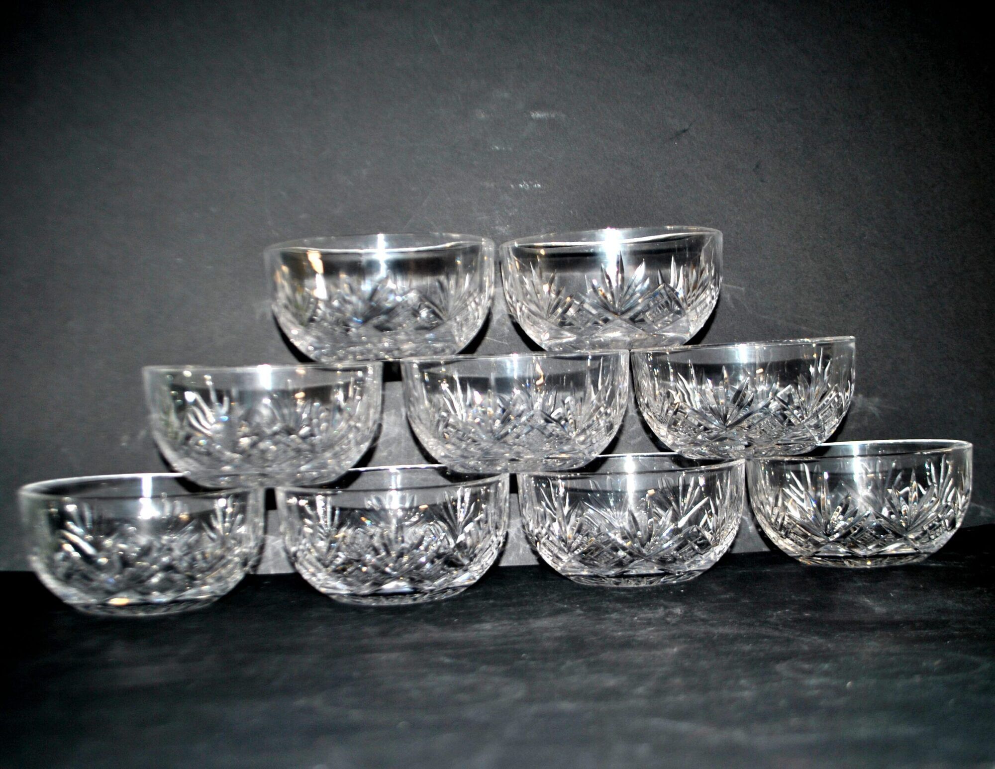 Lorraine crystalware set of 9 cut crystal bowls model Junon Lemberg Chantilly