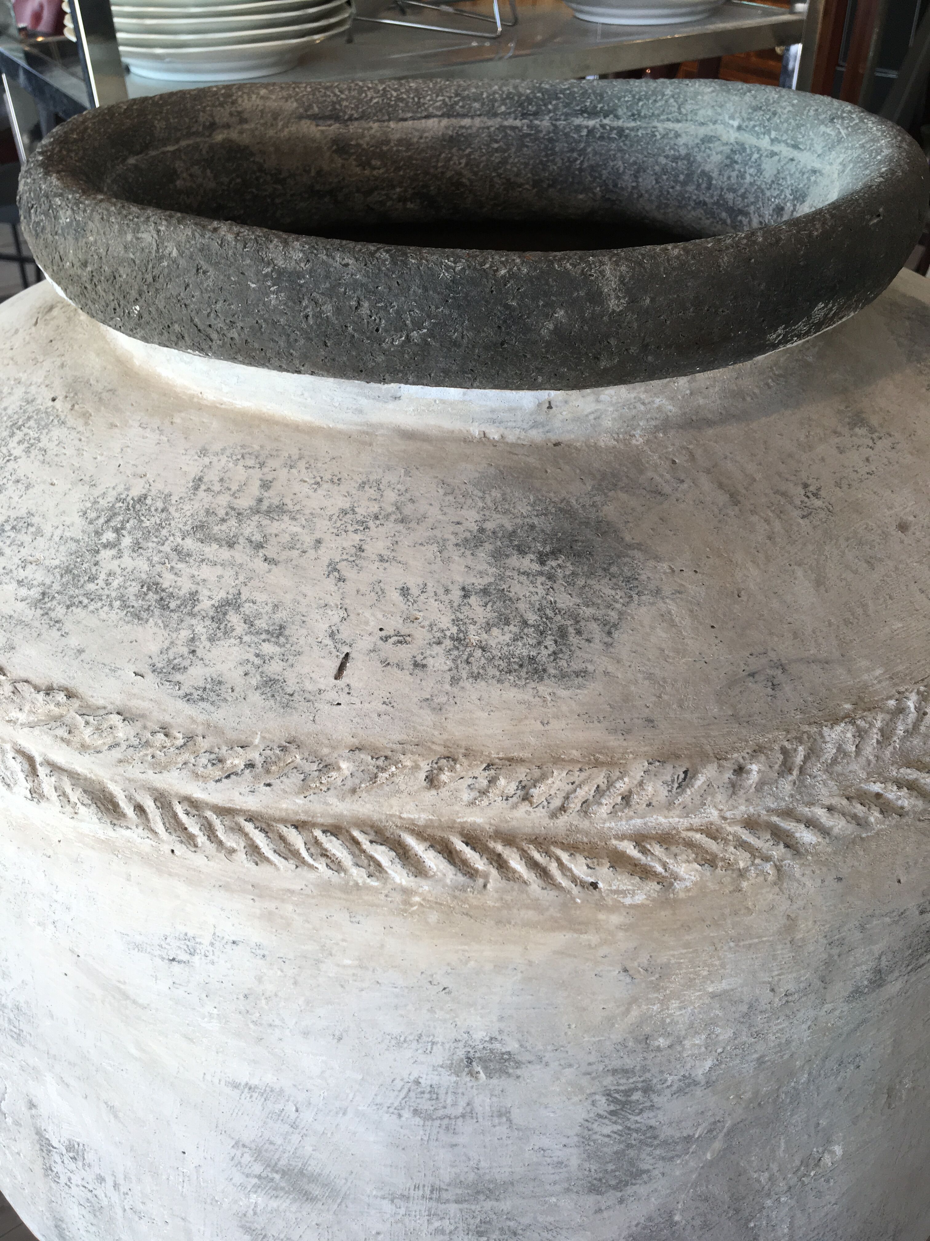 Old terracotta water jar