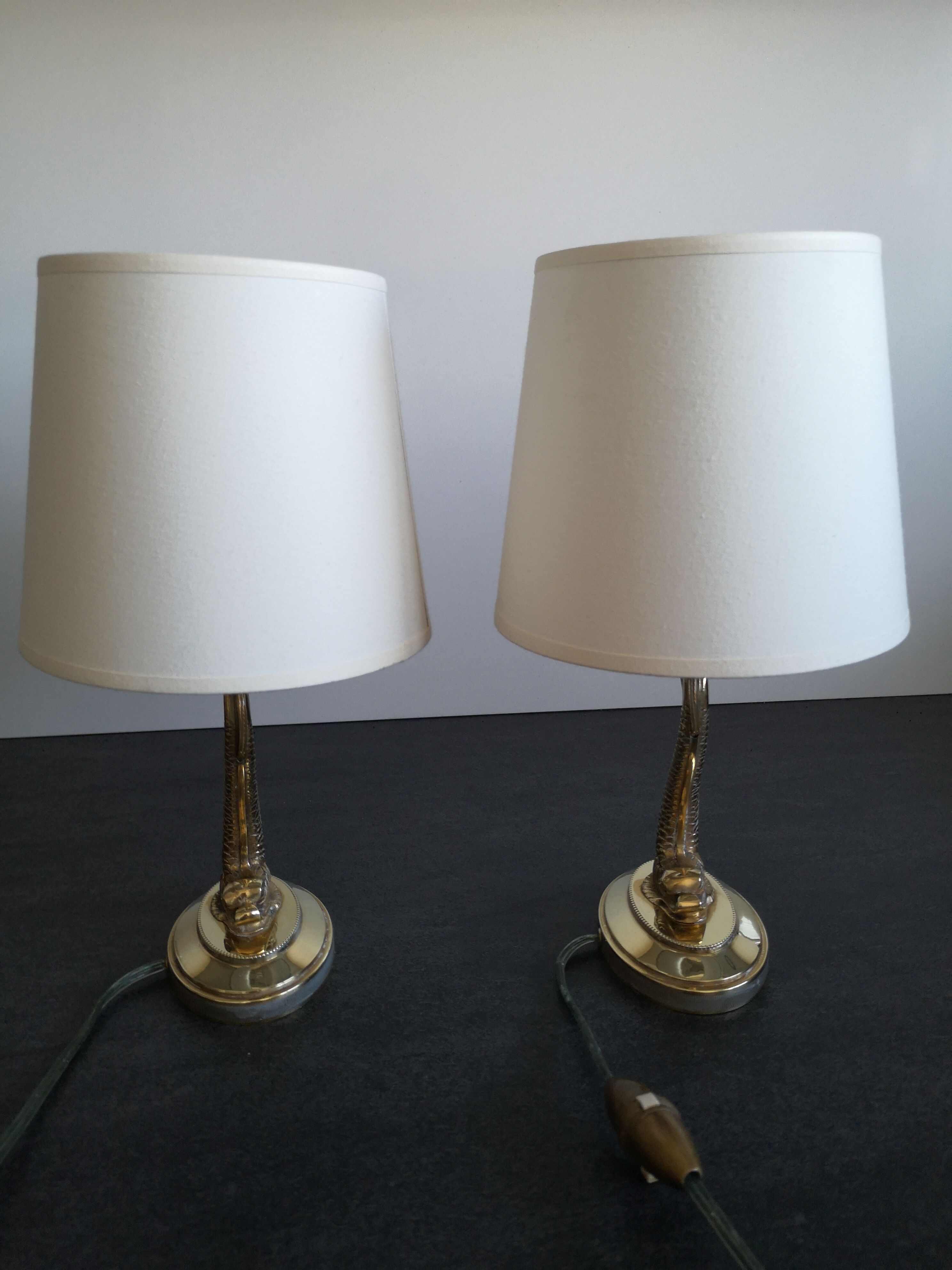 Pair of brass bedside lamp 50s