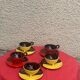 5 cups and 5 saucers signed Luc vallauris vintage