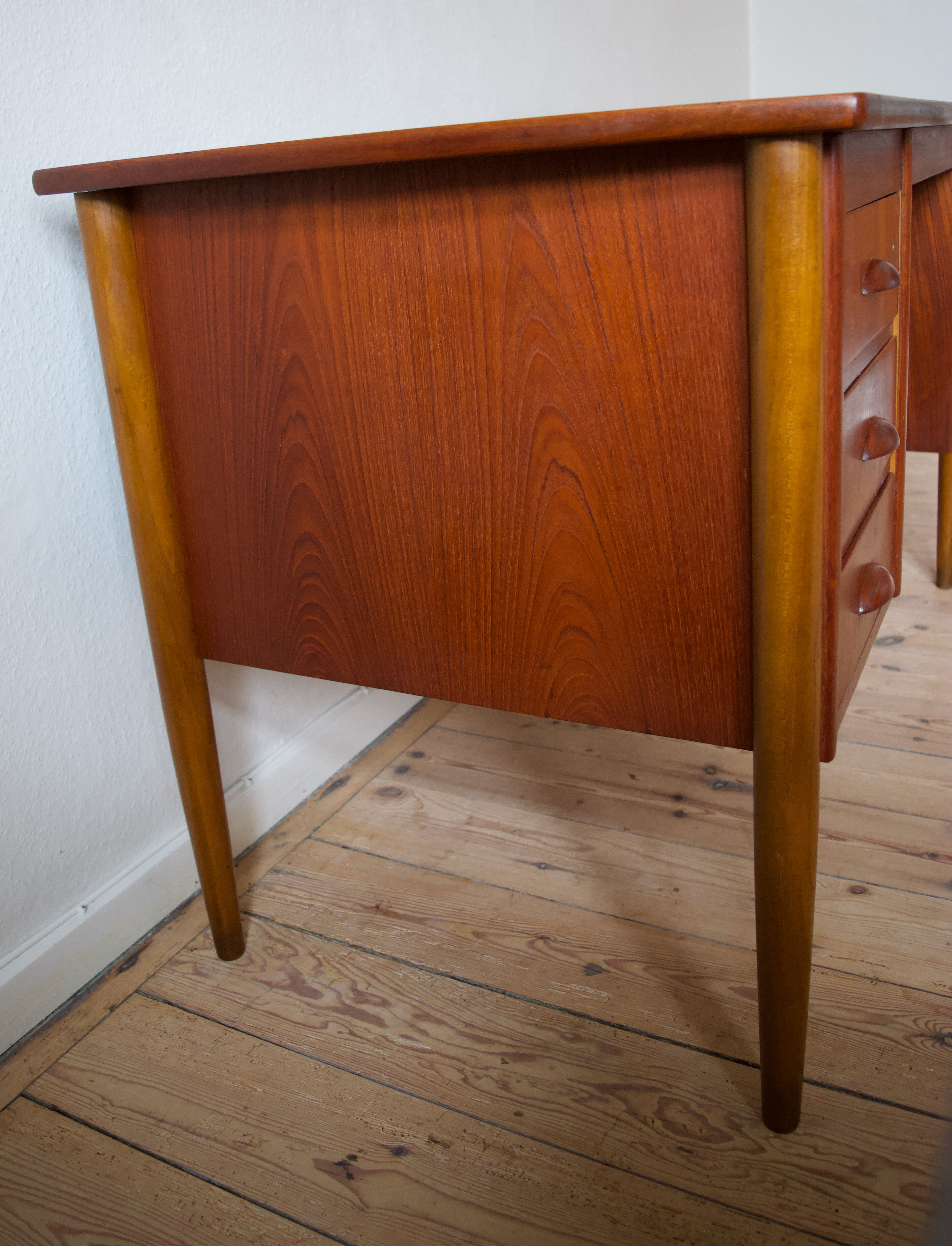 Mid-Century Danish Teak & Beech Desk, 1950s